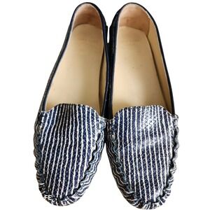 Cole Haan Grand Driving Loafers Womens 8B Navy White Stripe Moccasins India